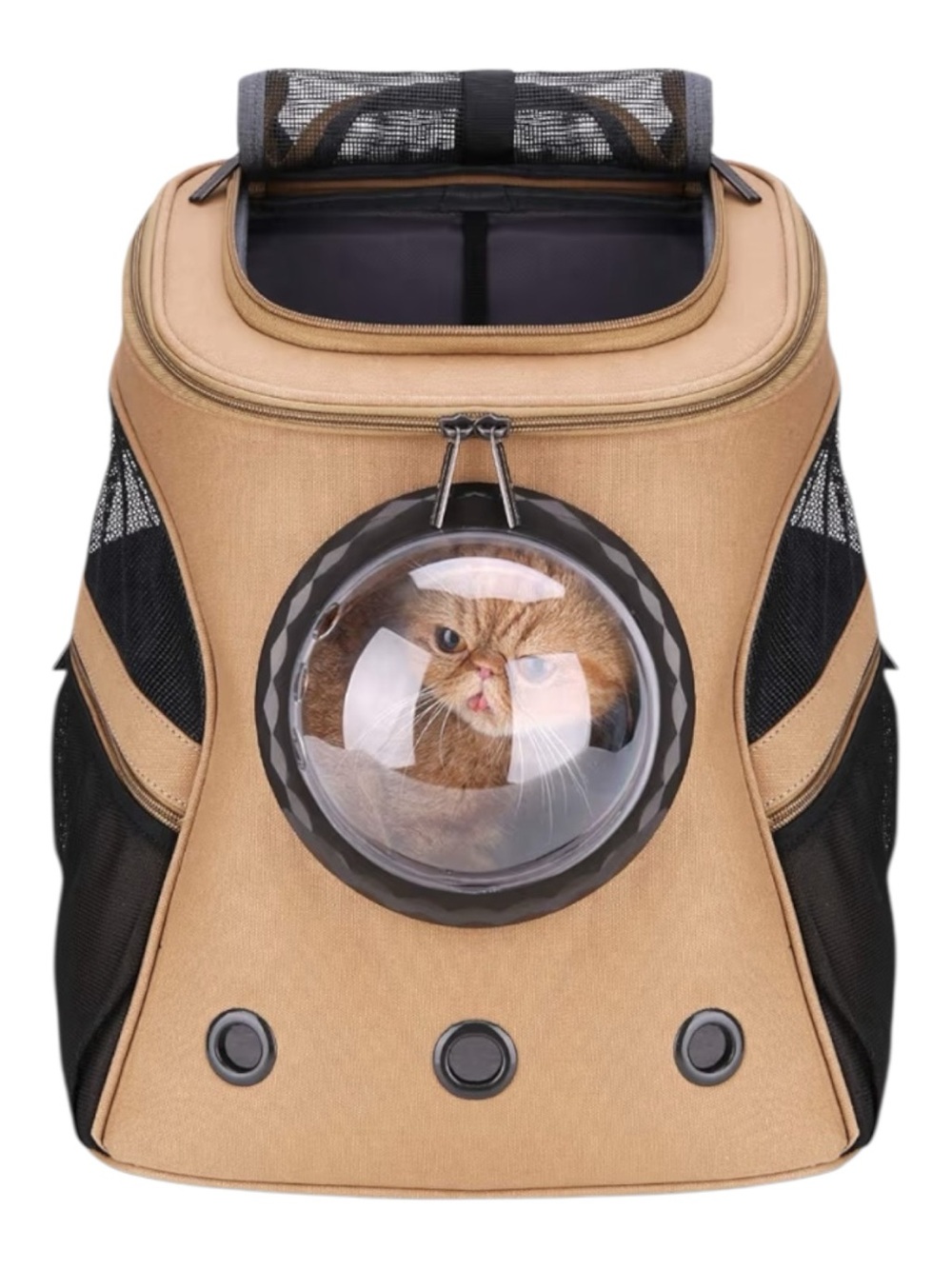 Bubble Window Tan Cat Carrier Backpack for Travel